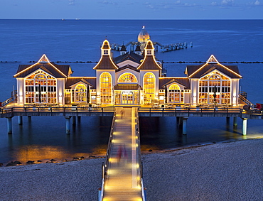 Sellin pier in the evening light, Ruegen, Mecklenburg-Western Pomerania, Germany