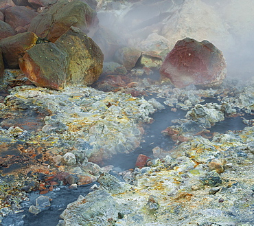 Steam from a hot spring at Krisuvik, Reykjanes, Iceland