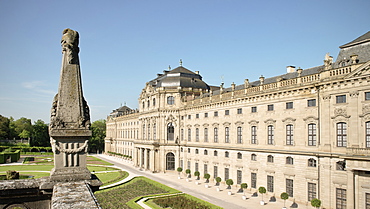 Royal gardens and Residenz, baroque era, Wuerzburg, Franconia, Bavaria, Germany, UNESCO