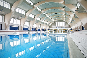 Indoor swimming pool in Heslach, Stuttgart, Baden-Wuerttemberg, Germany