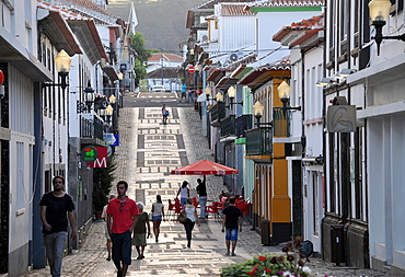 Pedestrian zone in Praia da Vitoria, Island of Terceira, Azores, Portugal