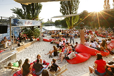 Live music, Kulturstrand at Corneliusbruecke, Munich, Bavaria, Germany