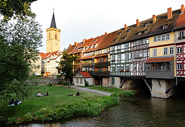 Kraemerbruecke, Aegidien Church, Erfurt, Thuringia, Germany