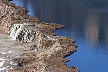 Water cascading down the travertine walls of Band-i-Haibat (Dam of Awe), Band-i-Amir, Bamian Province, Afghanistan