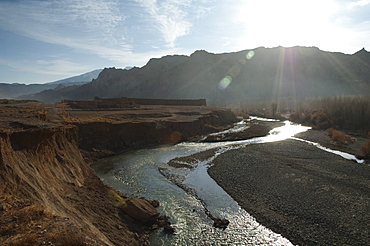 Mud fort at the confluence of the Bamiyan and Kalu rivers near Sharh-e-Zohak at the entrance to Bamiyan, Bamian Province, Afghanistan