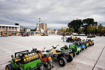 Toy car ride on Skanderbeg Square, Tirana, Albania