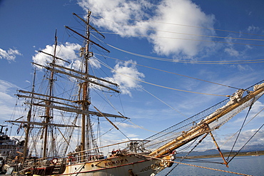 Barque 'Europa' in the harbour, Ushuaia, Argentine Patagonia, Tierra del Fuego, Argentina