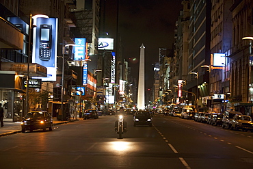 Avenida Corrientes and Obelisk at night, Buenos Aires, Capital Federal, Argentina