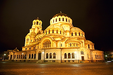 Alexander Nevsky Cathedral at night, Sofia, Bulgaria