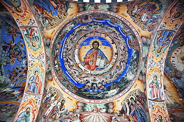 Paintings by Zahari Zograf on the outer walls of the Rila Monastery, Blagoevgrad, Bulgaria