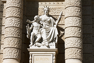 Statue representing Europe in front of the Natural History Museum, Vienna (Wien), Austria