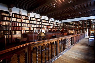 The great library, furnished by Balthasar Moretus I in the Plantin-Moretus House-Workshops-Museum, Antwerp, Belgium