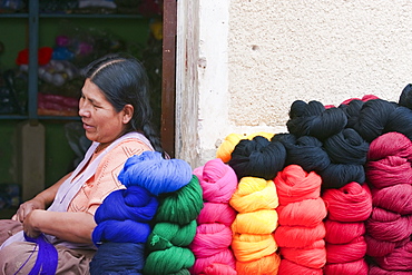 Man in traditional Tarabuco costume, Tarabuco, Chuquisaca Department, Bolivia