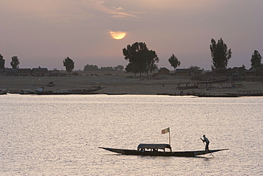 Boat on the Niger River in Mopti, Mali