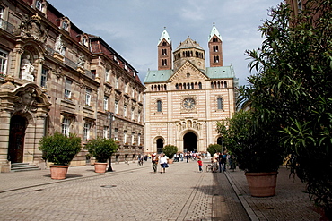 Westwerk by Heinrich HâˆšÂºbsch, 1854-58 of the Dom (Speyer Cathedral, officially the Imperial Cathedral Basilica of the Assumption and St Stephen), Speyer, Germany