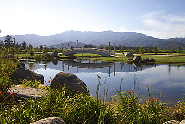 Pond in the Garden of Estancia El Cuadro, Casablanca Valley, Valparaiso Region, Chile