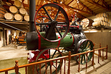 Steam engine used in winemaking in the 1900s on display at the Wine Museum of Estancia El Cuadro, Casablanca Valley, Valparaiso Region, Chile