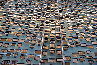 Photos of victims of the Military Dictatorship (1973-1990) on display in the Museo de la Memoria y de los Derechos Humanos (Remembrance and Human Rights Museum), Santiago, Regiâˆšâ‰¥n Metropolitana, Chile