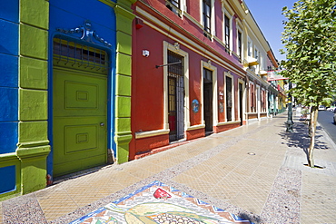 Mosaic on the sidewalk of a street in Barrio Bellavista, Santiago, Regiâˆšâ‰¥n Metropolitana, Chile