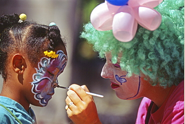 Young Girl getting Makeup done, Quebec City, Quebec.