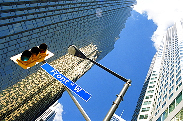 Street Sign and Buildings on Front Street, Toronto, Ontario