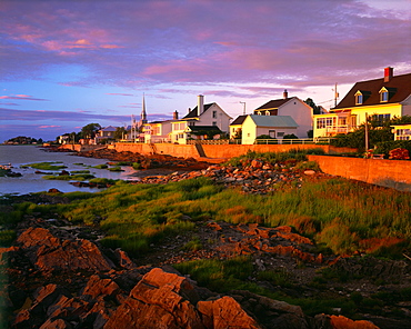 View of Village at Sunset, Kamouraska, Bas-Saint-Laurent region, Quebec