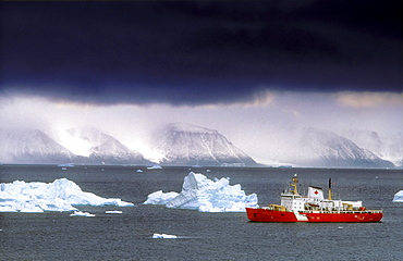 Canadian Coastguard Icebreaker visiting the Coast of Northwest Greenland, between Ellesmere Island and Greenland