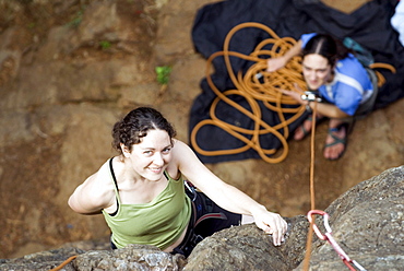 Woman Rock Climbing, near Victoria, BC