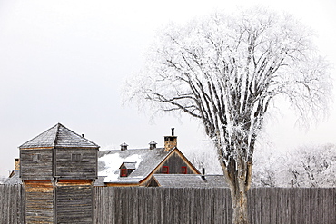 Fort Gibraltar on frosty winter day, Whittier Park, Winnipeg, Manitoba