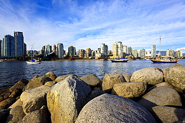 View of False Creek, condominiums of Yaletown and BC Place Stadium, venue for 2010 Winter Olympics, Vancouver, British Columbia