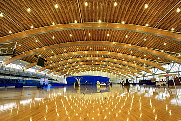 Interior of Richmond Olympic Oval, speed skating venue for 2010 Winter Olympics, Richmond, British Columbia