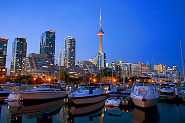 Harbourfront marina west at dusk, Toronto, Ontario