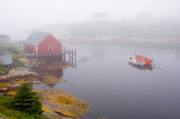 Boathouse and boats, Peggy's Cove, Nova Scotia