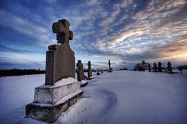 Winter Evening in a Rural Cemetery in Fedora, Alberta