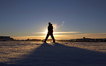 Snowshoeing the Back Bay portion of Great Slave Lake in Yellowknife, Northwest Territories