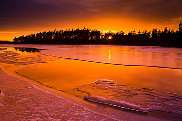 Sunset and Spring Thaw, Rocky Lake, Nova Scotia