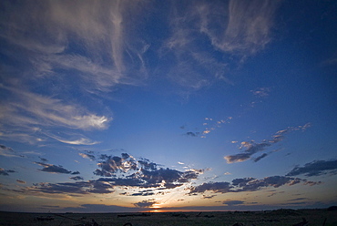 Deserted farm at sunset, near Kronau, Saskatchewan