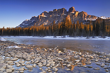 Canadian Rocky Mountains, Castle Mountain and Bow River, Banff National Park, Alberta