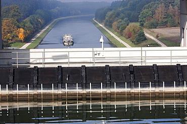 Main-Danube Canal below the Eckersmuehlen Lock on the Main-Danube Canal, Bavaria, Germany