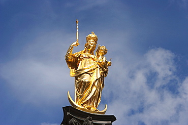 Statue of the Virgin Mary at the Marienplatz, Munich, Bavaria, Germany