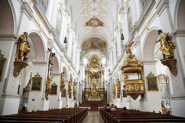 Central nave of the Church of St. Peter, Munich, Bavaria, Germany