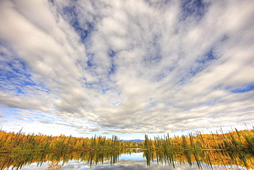 Sky reflected in Dragon Lake along the North Canol Road, Yukon