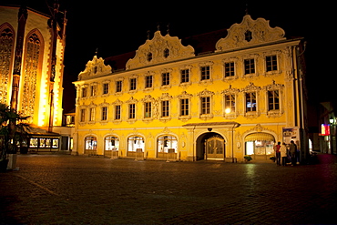 Falkenhaus at night, Wurzburg, Bavaria, Germany