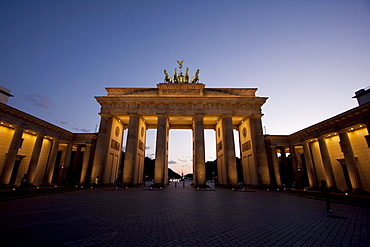 Brandenburg Gate at dusk, Berlin, Germany