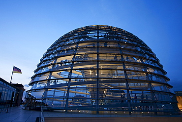 Norman Foster's Dome of the Reichstag Building at night, Berlin, Germany