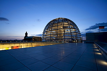 Norman Foster's Dome of the Reichstag Building at night, Berlin, Germany