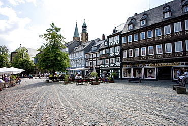 Half-timbered buildings on the Marktplatz (Market Place), Goslar, Germany