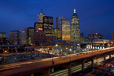 Gardiner Expressway, Air Canada Centre and City Skyline at Night, Toronto, Ontario