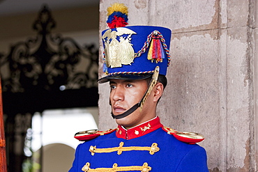 Honour Guard standing in front of Palacio de Carondelet (Presidential Palace), Quito, Pichincha, Ecuador