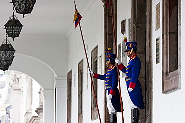 Honour Guards standing in front of Palacio de Carondelet (Presidential Palace), Quito, Pichincha, Ecuador